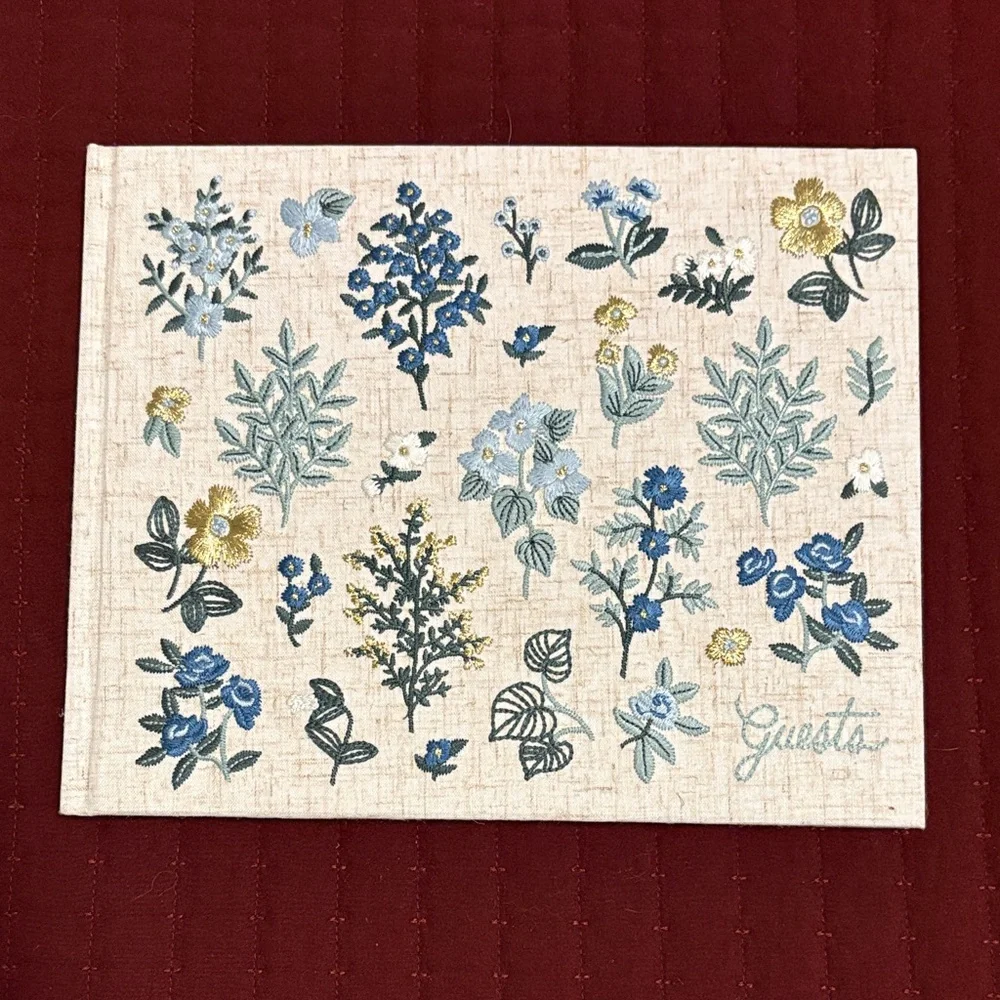 Rifle Paper Company New Floral Guest Book with Blue and Gold Accents - Picture 1 of 8